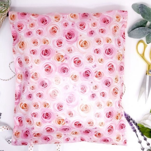 💕10 Designer XL Pink roses Poly Mailers - 14 x 17 inch - Picture 2 of 4